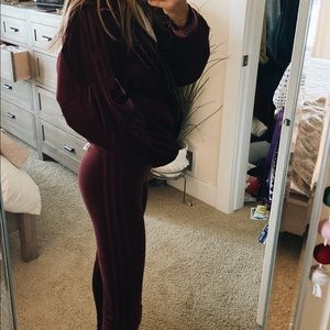 Velour Maroon Adidas Leggings
